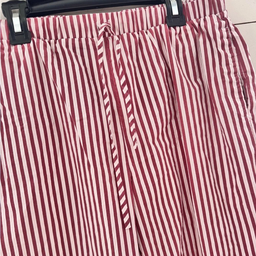 Happily Grey Striped Long Sleeve Button Up Cotton Pajama Set Sz Small